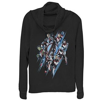 Juniors' Marvel Avengers: Endgame Suited Up Team Group Shot Poster Cowlneck Graphic Lightweight Long Sleeve