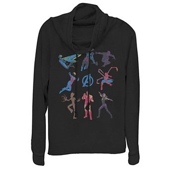 Juniors' Marvel Character Collage Cowlneck Graphic Lightweight Long Sleeve