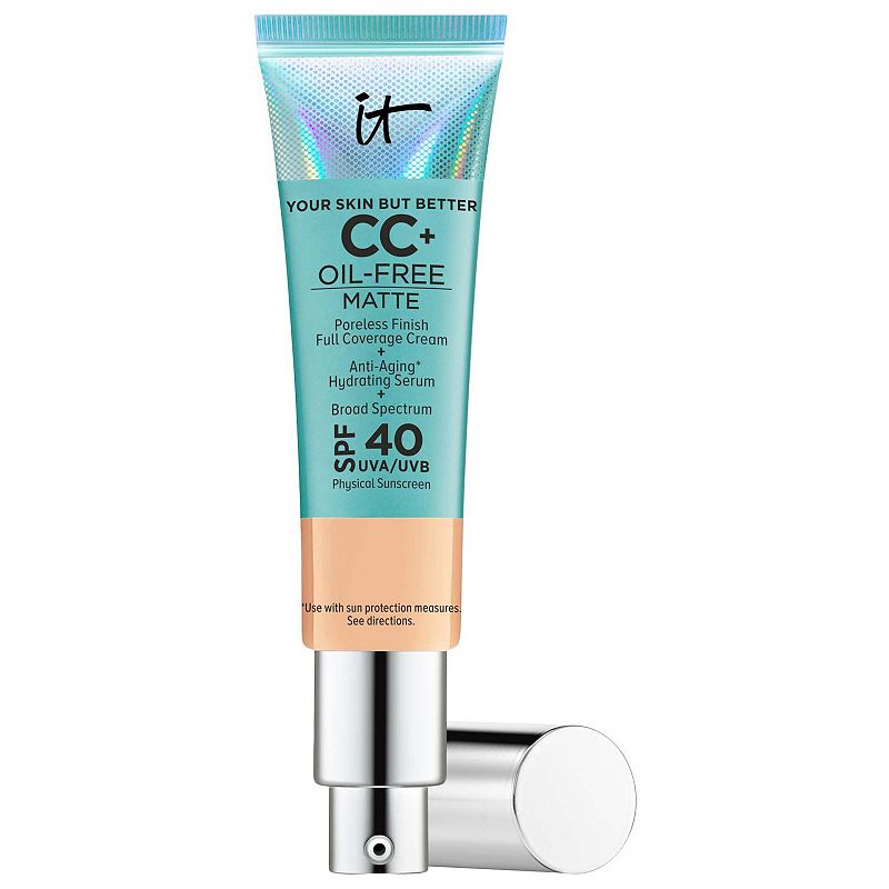 IT Cosmetics CC+ Cream Oil-Free Matte with SPF 40, Size: 1.08 FL Oz, Beig/Green EXP 01/2022