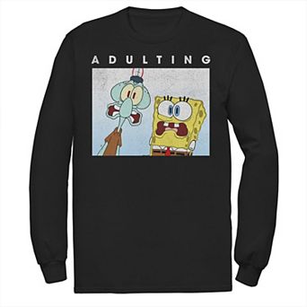 Men's SpongeBob SquarePants & Squidward Scared Of Adulting Tee