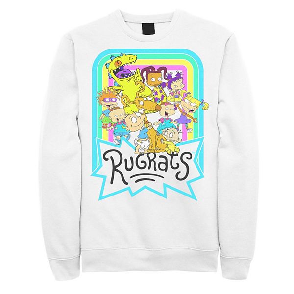 Men s Nickelodeon Rugrats Neon Rainbow Reptar And Friends Sweatshirt