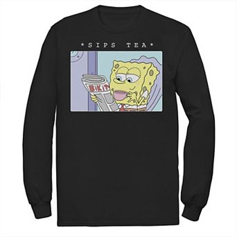 Men's SpongeBob SquarePants Sips Tea Meme Tee