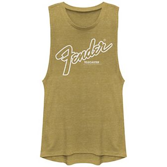 Juniors' Fender Telecaster Logo Outline Muscle Tank Top