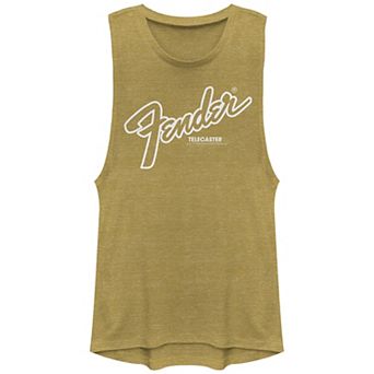 Juniors' Fender Telecaster Logo Outline Muscle Tank Top