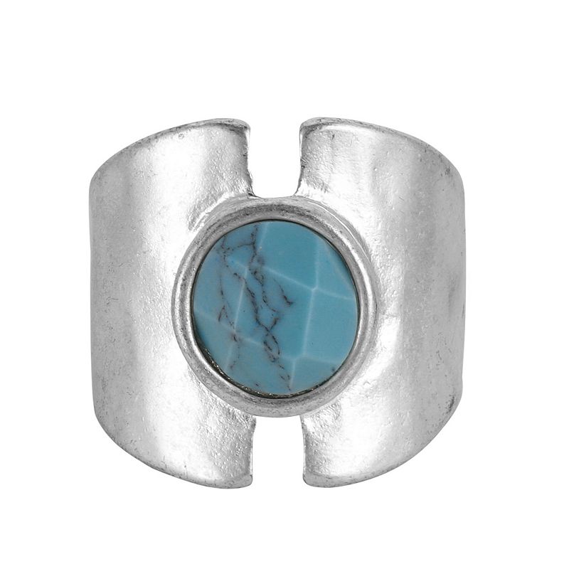 Bella Uno Silver Tone Bold Simulated-Turquoise Ring, Womens, Size: 8, Mult