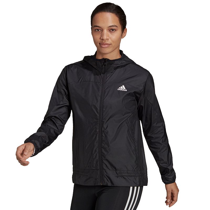 Womens adidas Marathon 3-Stripes Track Jacket, Size: XS, Black
