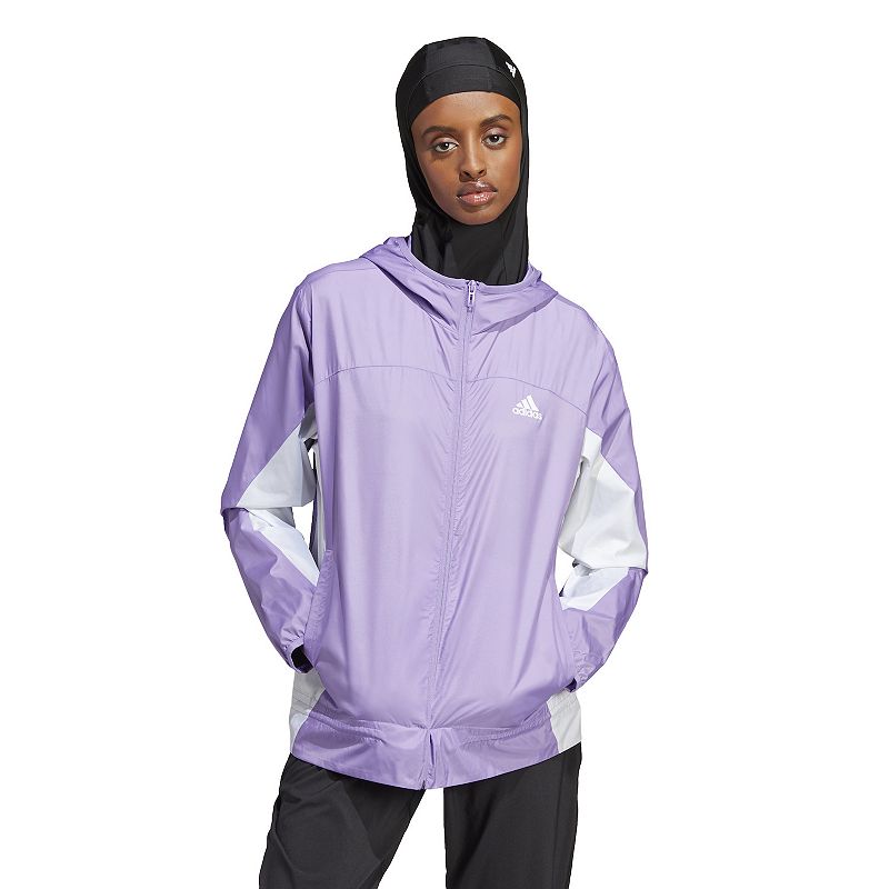 Womens adidas Marathon 3-Stripes Track Jacket, Size: XS, Purple