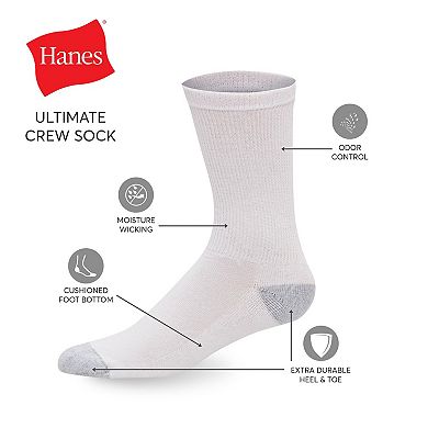 Men's Hanes Ultimate® 12-pack + 1 Bonus Soft & Durable Crew Socks