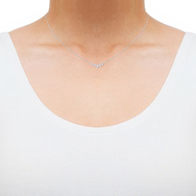 10k White Gold 1/3 Carat T.W. Diamond Hearts Necklace