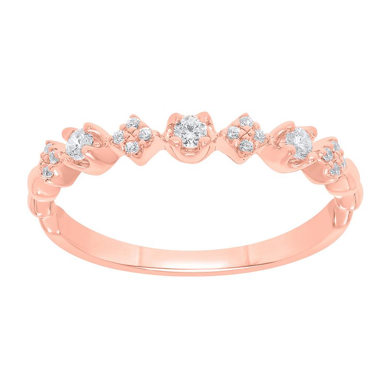 10k Gold 1/5 Carat T.W. Diamond Ring, Womens, Size: 7, Pink