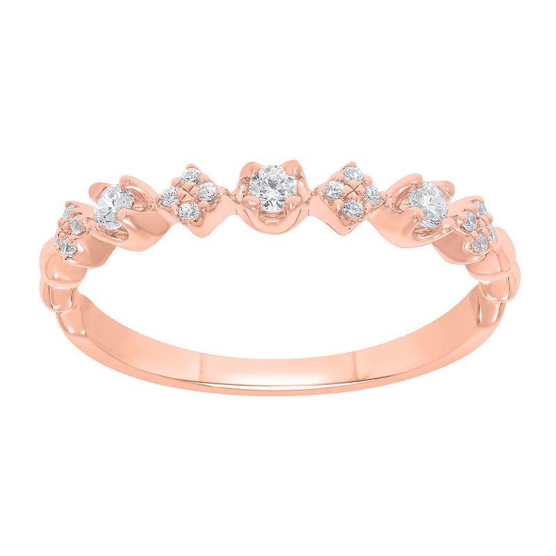 10k Gold 1/5 Carat T.W. Diamond Ring, Womens, Size: 7, Pink