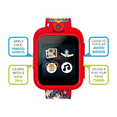 iTouch DC Comics Playzoom 2 Kids' Red Wonder Woman & Stars Graphic Smart Watch