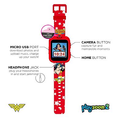 iTouch DC Comics Playzoom 2 Kids' Red Wonder Woman & Stars Graphic Smart Watch