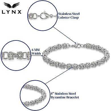 LYNX Men's Stainless Steel Byzantine Bracelet 