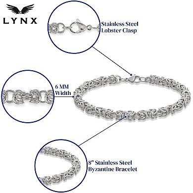 LYNX Men's Stainless Steel Byzantine Bracelet