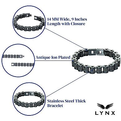 LYNX Men's Black Ion-Plated Stainless Steel Bracelet