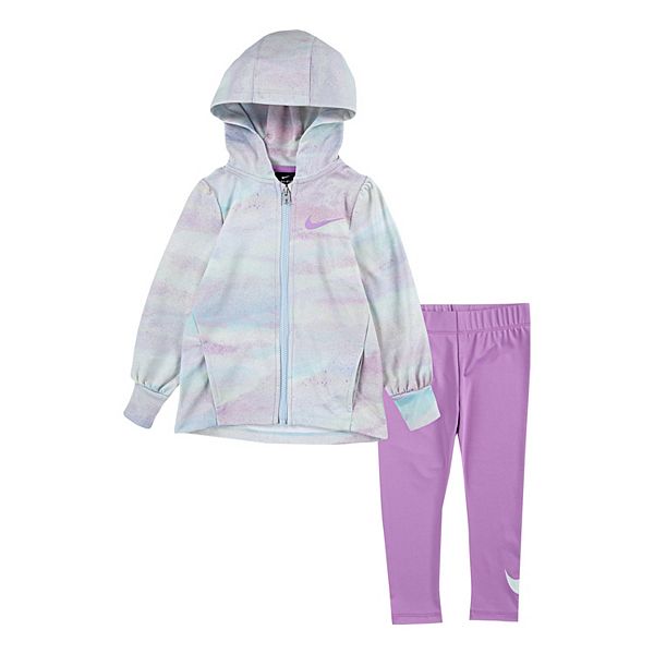 Baby Girl Nike ThermaFIT Full Zip Hoodie & Leggings Set