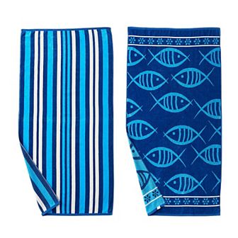 Madelinen® Cotton Velour Printed Beach Towels 2-pack Set