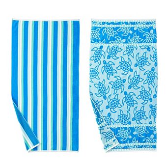Madelinen® Cotton Velour Printed Beach Towels 2-pack Set