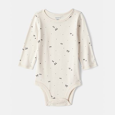 Carter's Baby Girls Cotton Bow-Print Long-Sleeve Bodysuit & Jumper Dress, 2 Piece Set - Gray - 9 Months