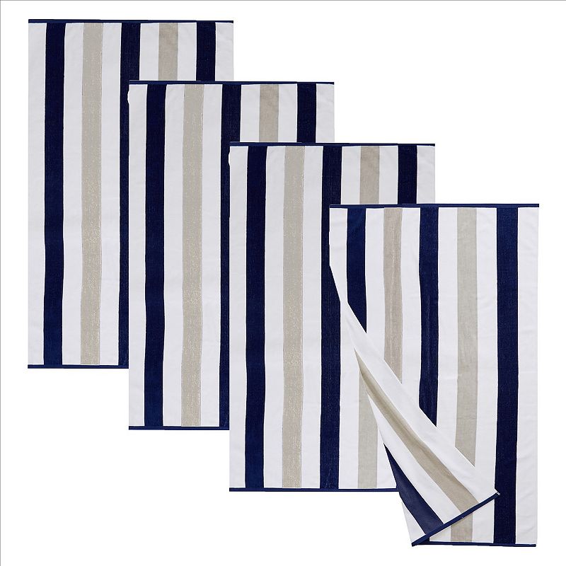 Great Bay Home 4-pack Reversible Beach Towel Set, Multicolor, 30X60