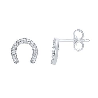 Irena Park Sterling Silver 1/10 Carat T.W. Diamond Horseshoe Stud Earrings