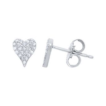 Irena Park Sterling Silver 1/10 Carat T.W. Diamond Heart Earrings
