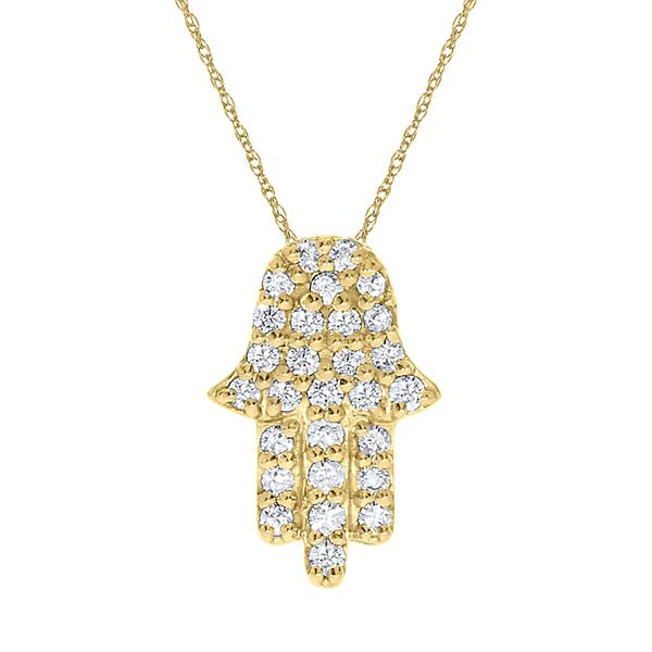 Sterling Silver 1/8 Carat T.W. Diamond Hamsa Pendant Necklace