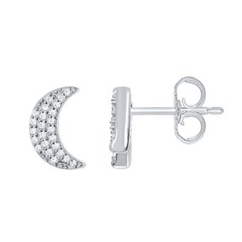 Irena Park Sterling Silver 1/6 Carat T.W. Diamond Crescent Moon Stud Earrings