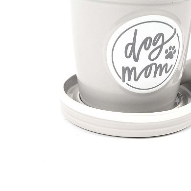 New View Dog Mom Planter Mug, Saucer & Spoon 3-piece Set