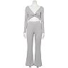 Juniors' Almost Famous Reversible Twist Top with Fit & Flare Pants Set