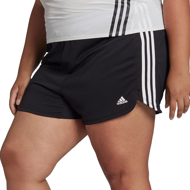Plus Size adidas Pacer 3-Stripes Knit Shorts, Womens, Size: 1XL, Black