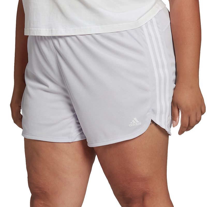 Plus Size adidas Pacer 3-Stripes Knit Shorts, Womens, Size: 1XL, Light Gre