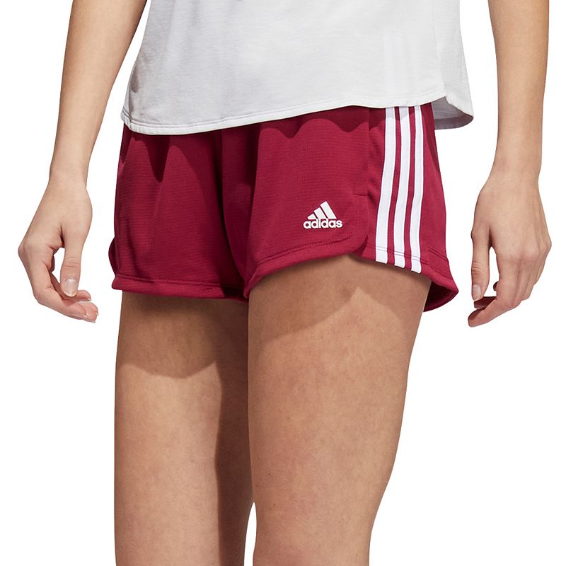 Womens adidas Pacer 3-Stripes Knit Shorts, Size: XS, Dark Red