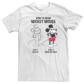 Big & Tall Disney Mickey Mouse How to Draw Mickey Tee