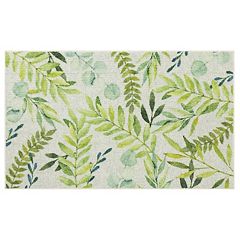 Sage Green Kitchen Mat Rug Set of 2- Plant Floral Butterfly Kitchen Rugs  with Runner Kitchen Decor Accessories Things, Kitchen Rug Mat- Leaves Rugs  for Home Kitchen Large- 17x24 and 17x48 Inch 