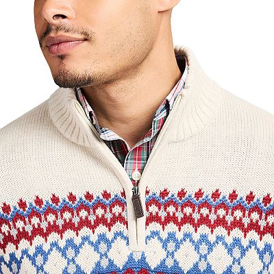 Men's IZOD Fair Isle Quarter Zip Sweater