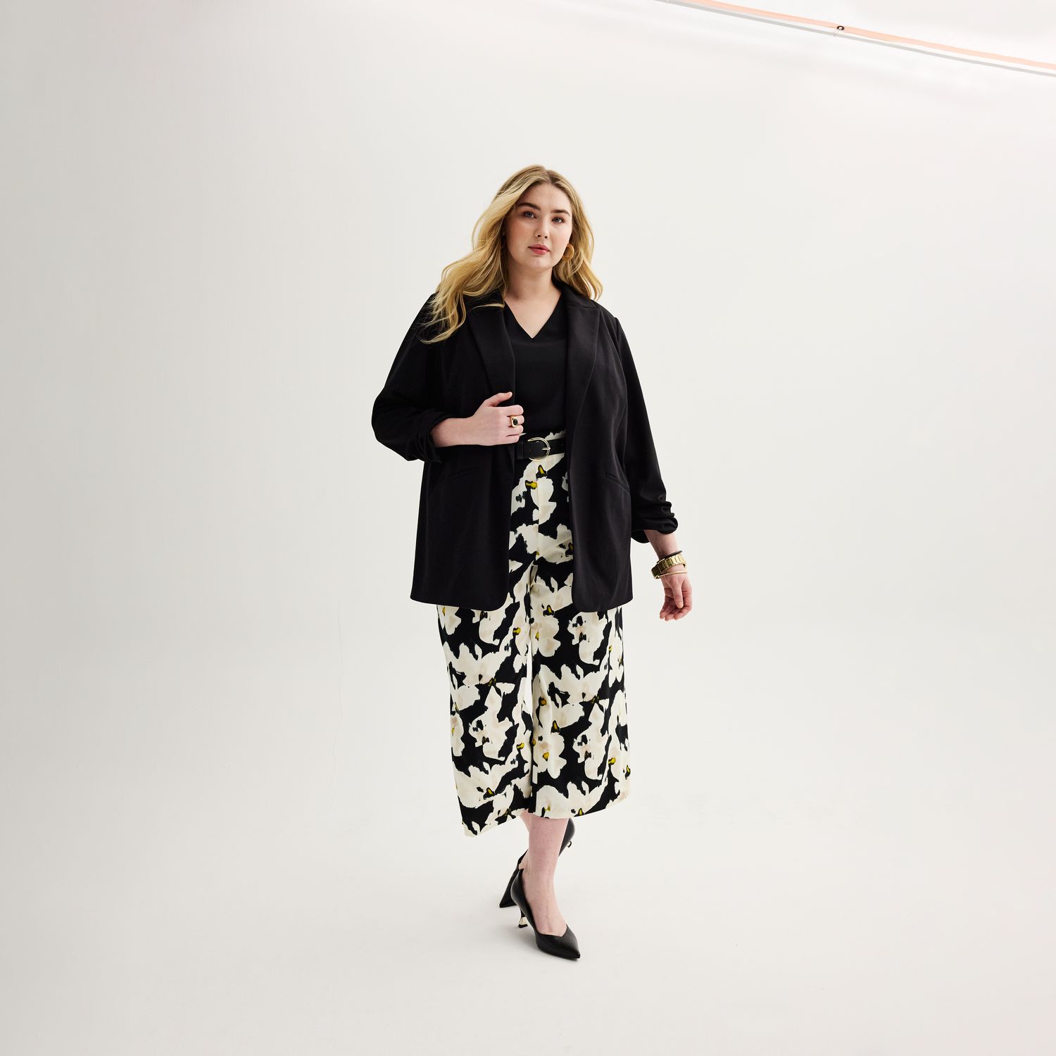 Plus Size Nine West Knit Closureless Blazer