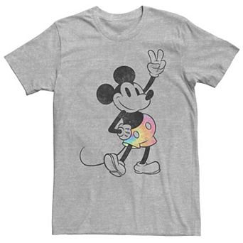 Big & Tall Disney Mickey Mouse Peace Sign Rainbow Short Tee
