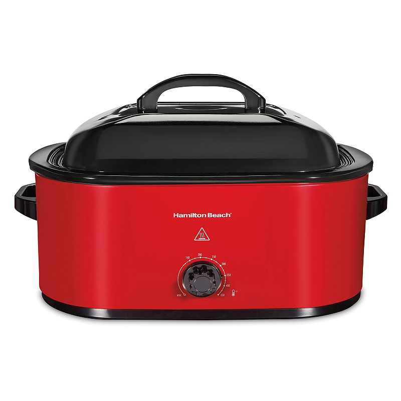 Hamilton Beach Roaster Oven 22qt Red 32235G: 3 Settings, 1450W, Dishwasher-Safe Parts, Turkey Roaster, Slow Cooker
