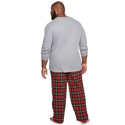 Big Tall Eddie Bauer Thermal Henley Flannel Sleep Pants Set