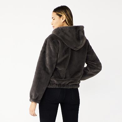 Women's Nine West Faux Fur Zip Up Hoodie