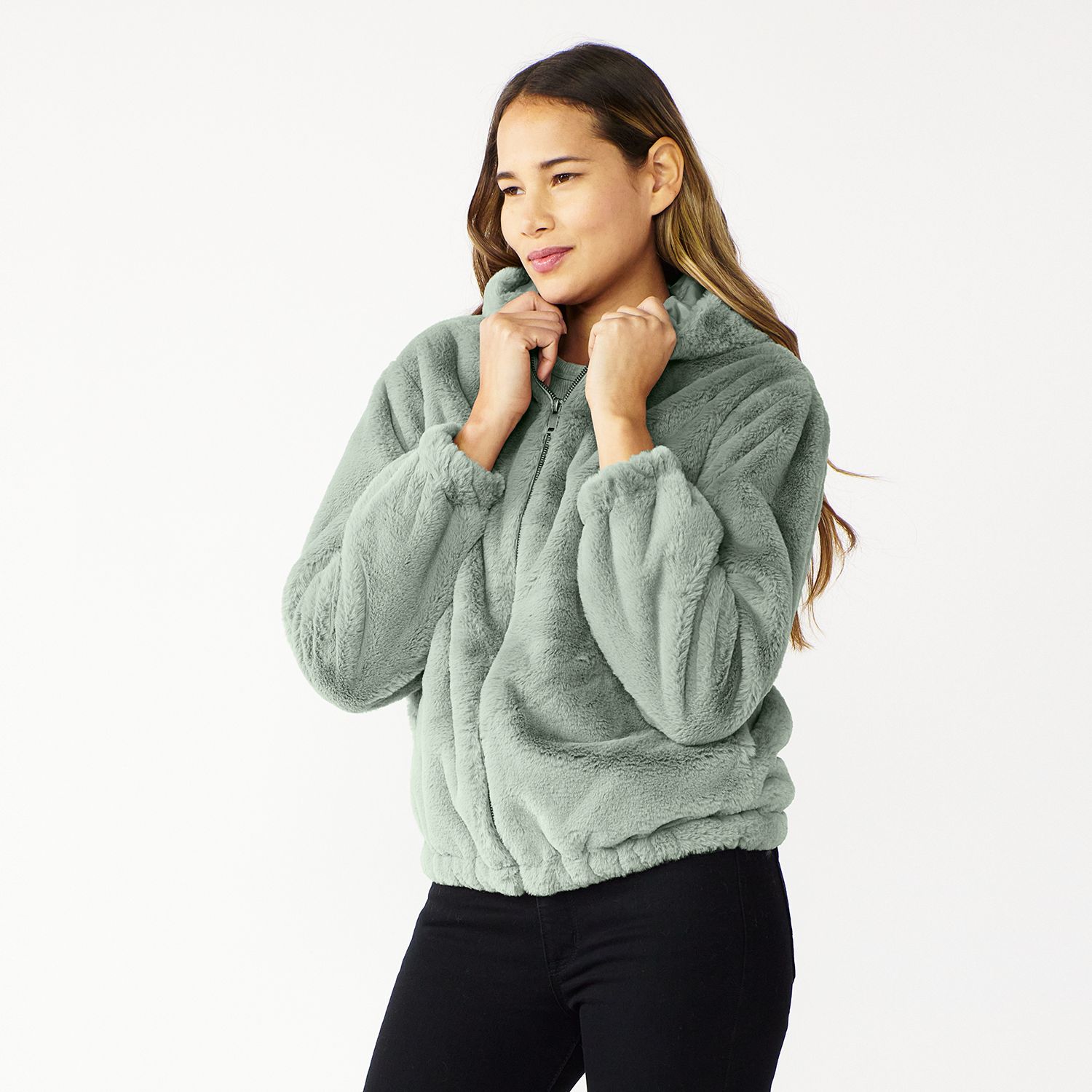 Express one eleven hot sale oversized sherpa fleece sweatshirt