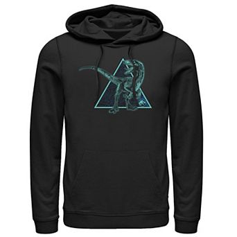 Men's Jurassic World Raptor Neon Blue Hue Portrait Hoodie