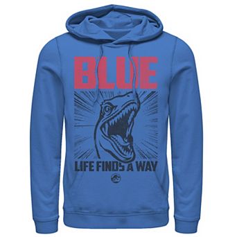 Men's Jurassic World Blue Raptor Life Finds A Way Poster Hoodie