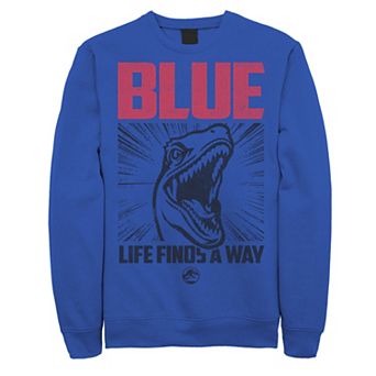 Men's Jurassic World Blue Raptor Life Finds A Way Poster Sweatshirt