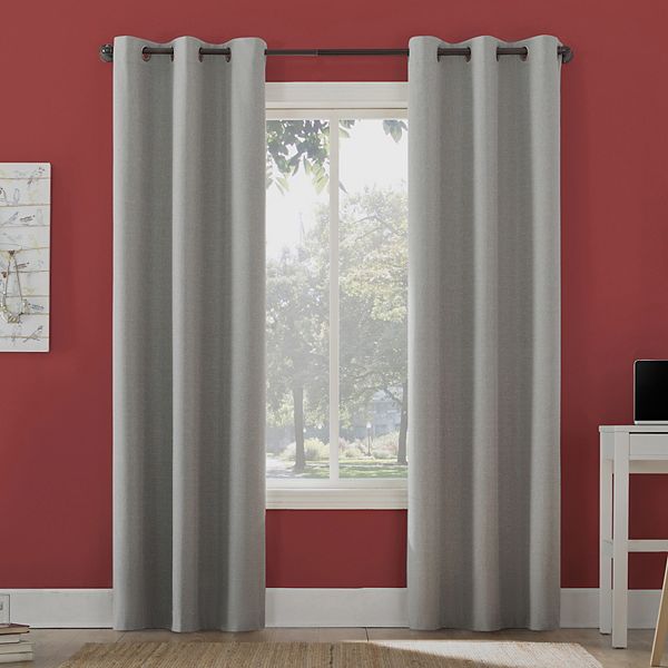 Sun Zero Miles 100% Blackout Grommet Single Curtain Panel in Sterling