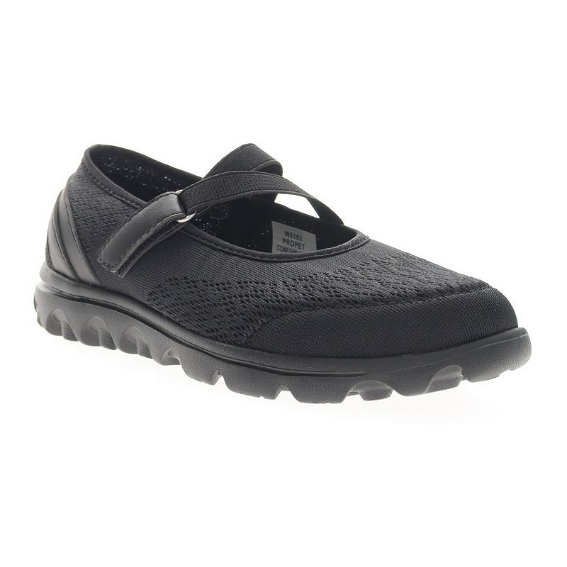 Propet TravelActiv Women's Mary Jane Walking Shoes, Size: 7 Wide, All Black