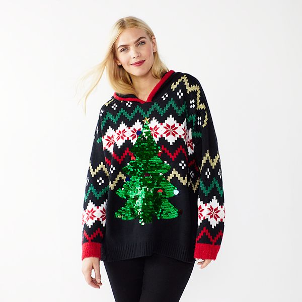 Women's Celebrate Togehter™ Long Sleeve Hooded Christmas Sweater