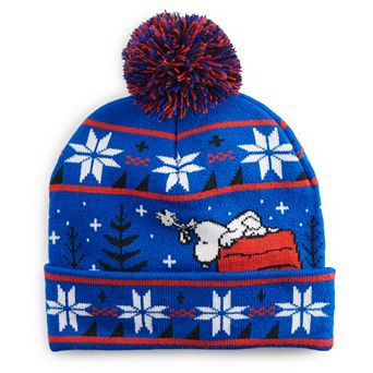 Men's Christmas Peanuts Knit Hat with Pom